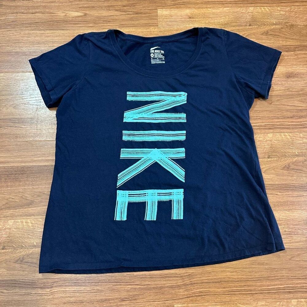 Nike Short-Sleeve Crew Neck T-Shirt Blue | Women Size XL